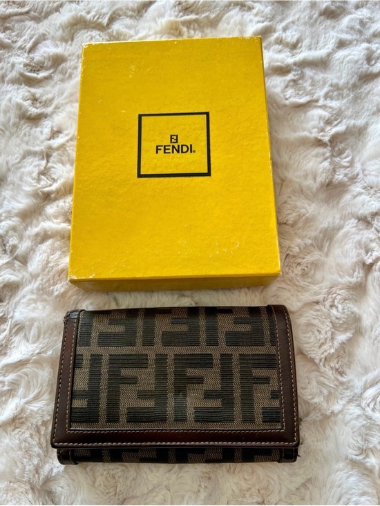 Fendi Handbags - Fendi Zucca Canvas & Leather Continental Trifold Wallet